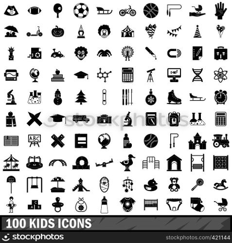 100 kids icons set in simple style for any design vector illustration. 100 kids icons set in simple style
