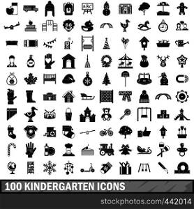 100 kindergarten icons set in simple style for any design vector illustration. 100 kindergarten icons set, simple style