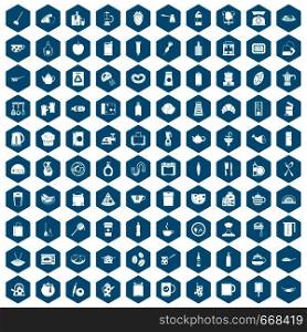 100 kitchen icons set in sapphirine hexagon isolated vector illustration. 100 kitchen icons sapphirine violet