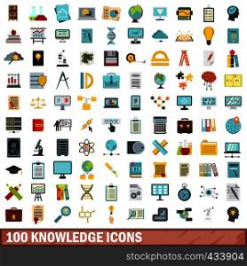 100 knowledge icons set in flat style for any design vector illustration. 100 knowledge icons set, flat style