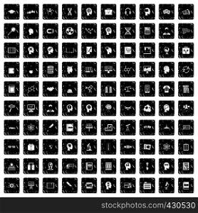 100 knowledge icons set in grunge style isolated vector illustration. 100 knowledge icons set, grunge style