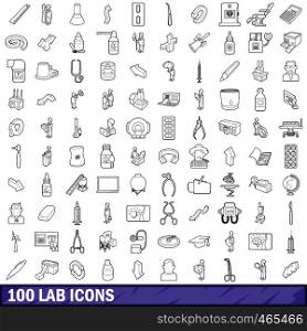 100 lab icons set in outline style for any design vector illustration. 100 lab icons set, outline style