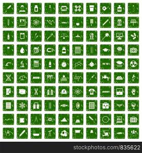 100 laboratory icons set in grunge style green color isolated on white background vector illustration. 100 laboratory icons set grunge green