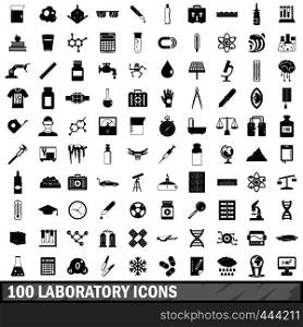 100 laboratory icons set in simple style for any design vector illustration. 100 laboratory icons set, simple style