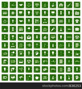 100 lamp icons set in grunge style green color isolated on white background vector illustration. 100 lamp icons set grunge green