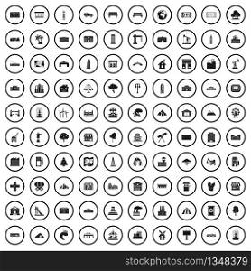 100 landscape element icons set in simple style for any design vector illustration. 100 landscape element icons set in simple style