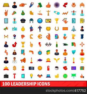 100 leadership icons set in cartoon style for any design vector illustration. 100 leadership icons set, cartoon style