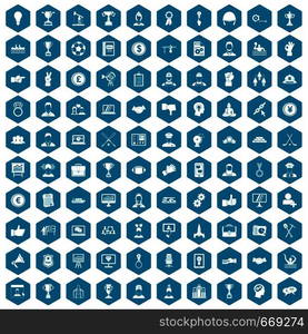 100 leadership icons set in sapphirine hexagon isolated vector illustration. 100 leadership icons sapphirine violet