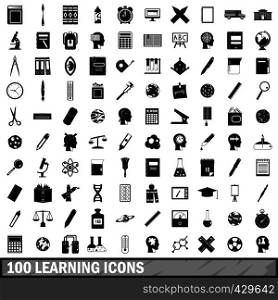 100 learning icons set in simple style for any design vector illustration. 100 learning icons set, simple style
