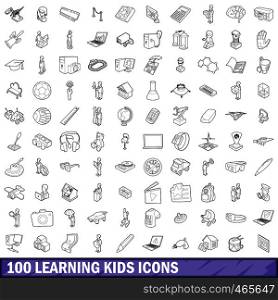 100 learning kids icons set in outline style for any design vector illustration. 100 learning kids icons set, outline style