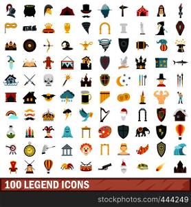 100 legend icons set in flat style for any design vector illustration. 100 legend icons set, flat style