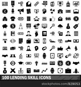 100 lending skill icons set in simple style for any design vector illustration. 100 lending skill icons set, simple style