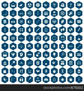 100 libra icons set in sapphirine hexagon isolated vector illustration. 100 libra icons sapphirine violet