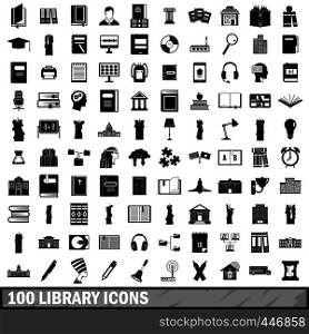 100 library icons set in simple style for any design vector illustration. 100 library icons set, simple style