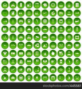 100 loader icons set green circle isolated on white background vector illustration. 100 loader icons set green circle