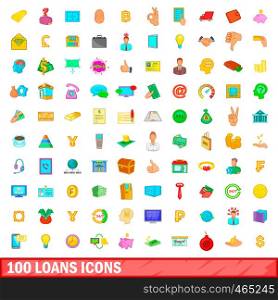100 loans icons set in cartoon style for any design vector illustration. 100 loans icons set, cartoon style
