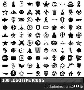 100 logotype icons set in simple style for any design vector illustration. 100 logotype icons set, simple style