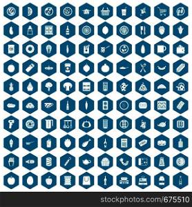 100 lunch icons set in sapphirine hexagon isolated vector illustration. 100 lunch icons sapphirine violet