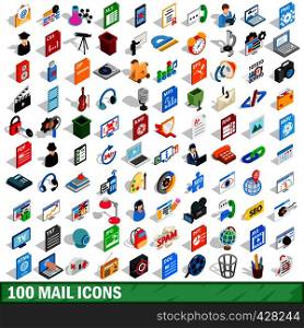 100 mail icons set in isometric 3d style for any design vector illustration. 100 mail icons set, isometric 3d style