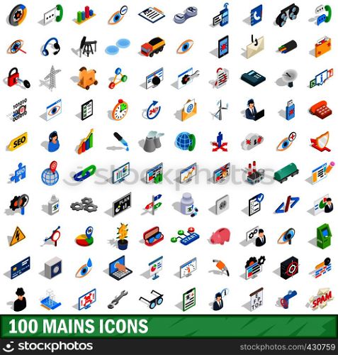 100 mains icons set in isometric 3d style for any design vector illustration. 100 mains icons set, isometric 3d style