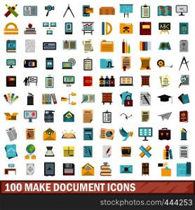 100 make document icons set in flat style for any design vector illustration. 100 make document icons set, flat style