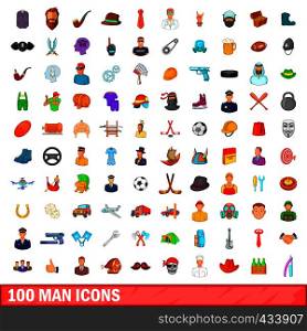 100 man icons set in cartoon style for any design vector illustration. 100 man icons set, cartoon style