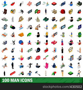 100 man icons set in isometric 3d style for any design vector illustration. 100 man icons set, isometric 3d style