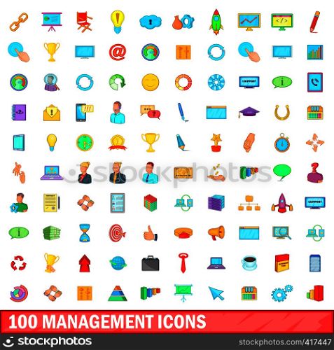100 management icons set in cartoon style for any design vector illustration. 100 management icons set, cartoon style