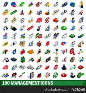 100 management icons set in isometric 3d style for any design vector illustration. 100 management icons set, isometric 3d style