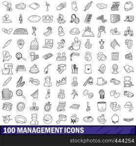 100 management icons set in outline style for any design vector illustration. 100 management icons set, outline style