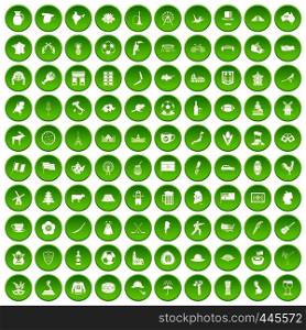 100 map icons set green circle isolated on white background vector illustration. 100 map icons set green circle