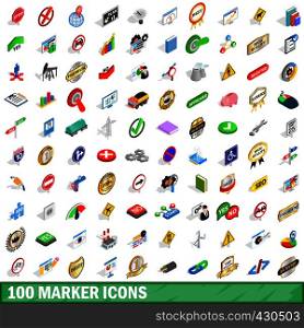 100 marker icons set in isometric 3d style for any design vector illustration. 100 marker icons set, isometric 3d style