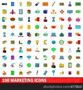 100 marketing icons set in cartoon style for any design vector illustration. 100 marketing icons set, cartoon style