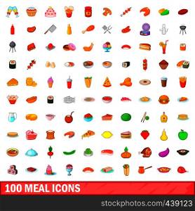 100 meal icons set in cartoon style for any design vector illustration. 100 meal icons set, cartoon style