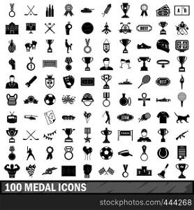 100 medal icons set in simple style for any design vector illustration. 100 medal icons set, simple style