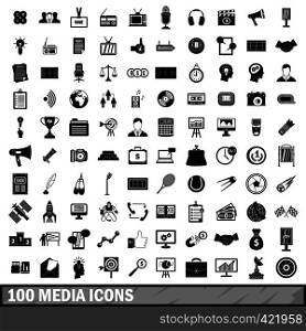 100 media icons set in simple style for any design vector illustration. 100 media icons set in simple style