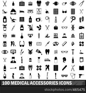 100 medical accessories icons set in simple style for any design vector illustration. 100 medical accessories icons set, simple style