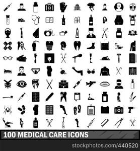 100 medical care icons set in simple style for any design vector illustration. 100 medical care icons set, simple style