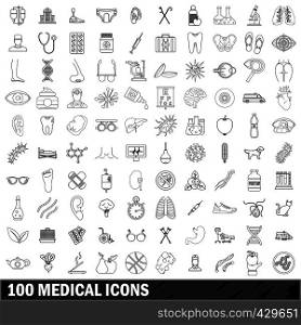 100 medical set in outline style for any design vector illustration. 100 medical icons set, outline style
