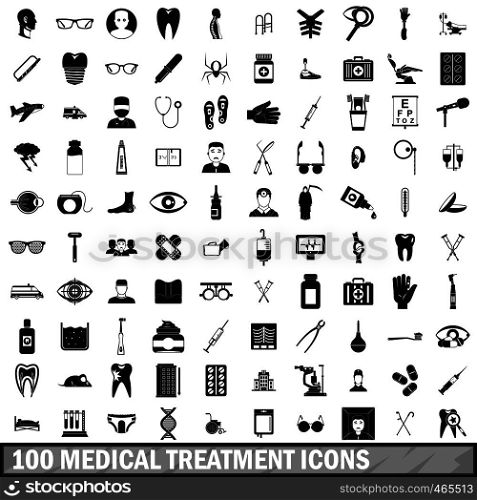 100 medical treatmet icons set in simple style for any design vector illustration. 100 medical treatmet icons set, simple style