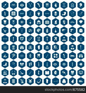 100 medicine icons set in sapphirine hexagon isolated vector illustration. 100 medicine icons sapphirine violet