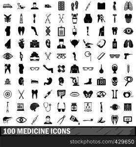 100 medicine icons set in simple style for any design vector illustration. 100 medicine icons set, simple style