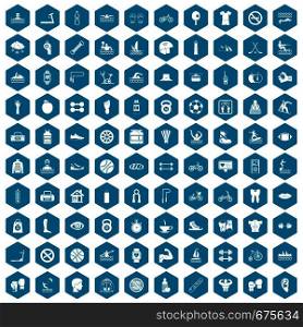 100 men health icons set in sapphirine hexagon isolated vector illustration. 100 men health icons sapphirine violet