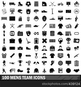 100 mens team icons set in simple style for any design vector illustration. 100 mens team icons set, simple style