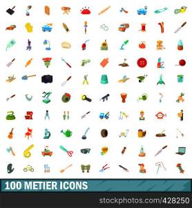 100 metier icons set in cartoon style for any design vector illustration. 100 metier icons set, cartoon style