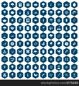 100 microbiology icons set in sapphirine hexagon isolated vector illustration. 100 microbiology icons sapphirine violet