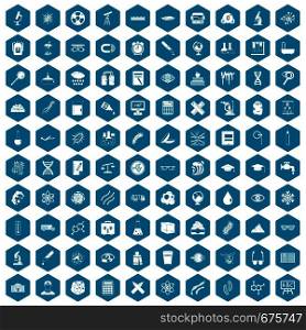 100 microscope icons set in sapphirine hexagon isolated vector illustration. 100 microscope icons sapphirine violet