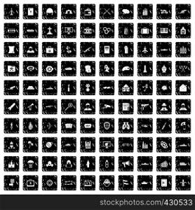 100 military icons set in grunge style isolated vector illustration. 100 military icons set, grunge style