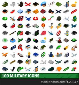 100 military icons set in isometric 3d style for any design vector illustration. 100 military icons set, isometric 3d style