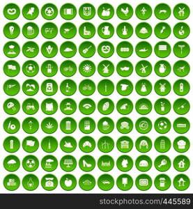 100 mill icons set green circle isolated on white background vector illustration. 100 mill icons set green circle